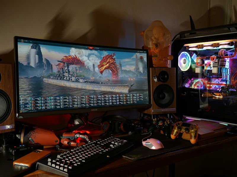 Tidy neon battlestation after makeover
